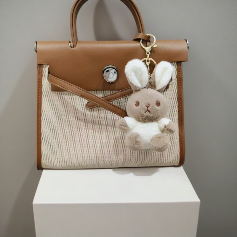 Wholesale High Quality 13cm Brown White Size Bunny Plushie Rabbit Plush Toy Keychain Couple Pendant Decoration 12