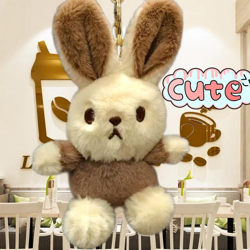 Wholesale High Quality 13cm Brown White Size Bunny Plushie Rabbit Plush Toy Keychain Couple Pendant Decoration 10