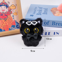 Wholesale 10 cm Big Eyed Black Cat Plushies Cute Squeaking Bag Keychain Charm Soft Cotton weighted Gift 14