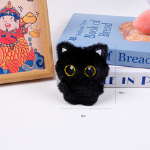 Wholesale 10 cm Big Eyed Black Cat Plushies Cute Squeaking Bag Keychain Charm Soft Cotton weighted Gift 15