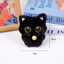 Wholesale 10 cm Big Eyed Black Cat Plushies Cute Squeaking Bag Keychain Charm Soft Cotton weighted Gift 13