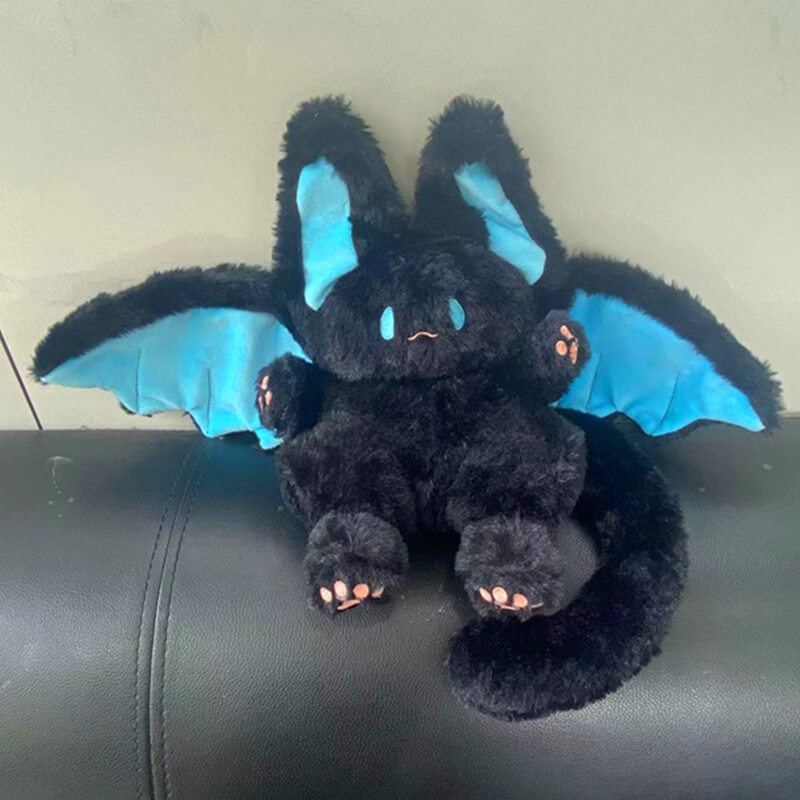 Peluche de murciélago negro grande de 35 cm con diseño de cielo volador, juguete kawaii, animal creativo, espíritu mágico, juguetes suaves para niños. 9