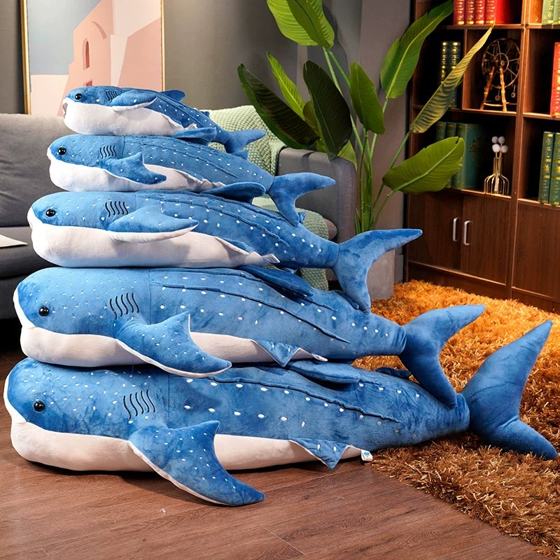 whale shark plushie Cross border simulation large shark cross-border plush toy ocean whale doll cloth doll pillow 12