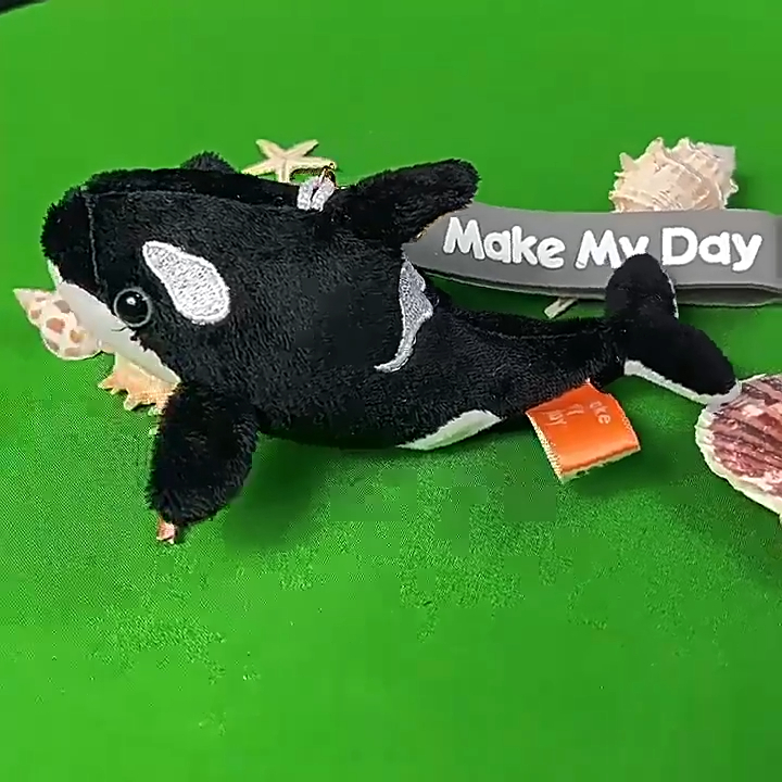 Lindo llavero de peluche de orca, muñeco de ballena suave, colgante de ballena de peluche, juguete de animal de peluche de algodón PP 1