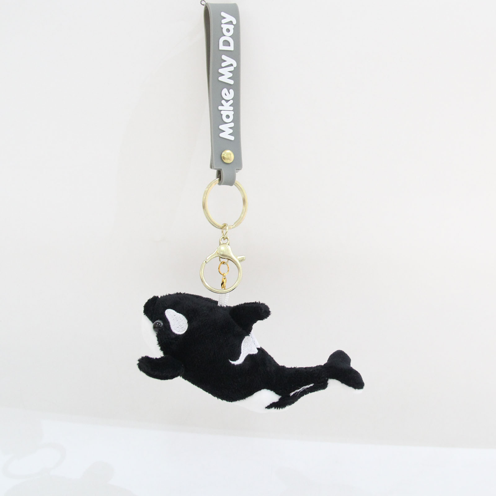 Lindo llavero de peluche de orca, muñeco de ballena suave, colgante de ballena de peluche, juguete de animal de peluche de algodón PP 12
