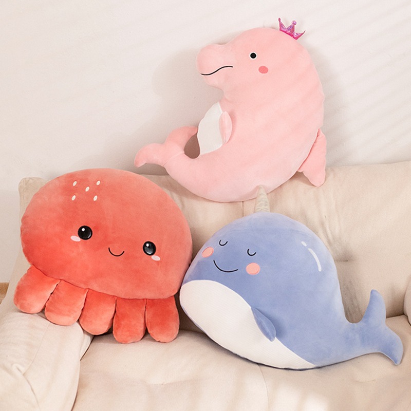 Wholesale Throw Pillow Smiling Octopus Soft Toy Doll  Soft Sea Animal Dolphin Whale Doll Pillow PP cotton 9