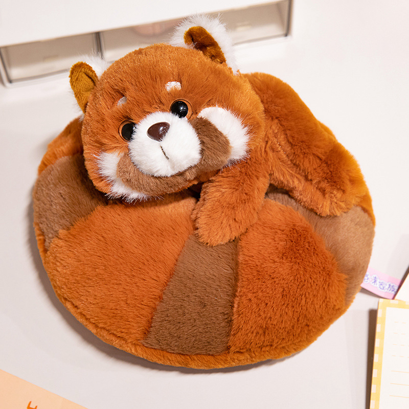 Factory direct sales of multi specification red panda soft toy weighted stuffed animal creative design red panda donuts 15