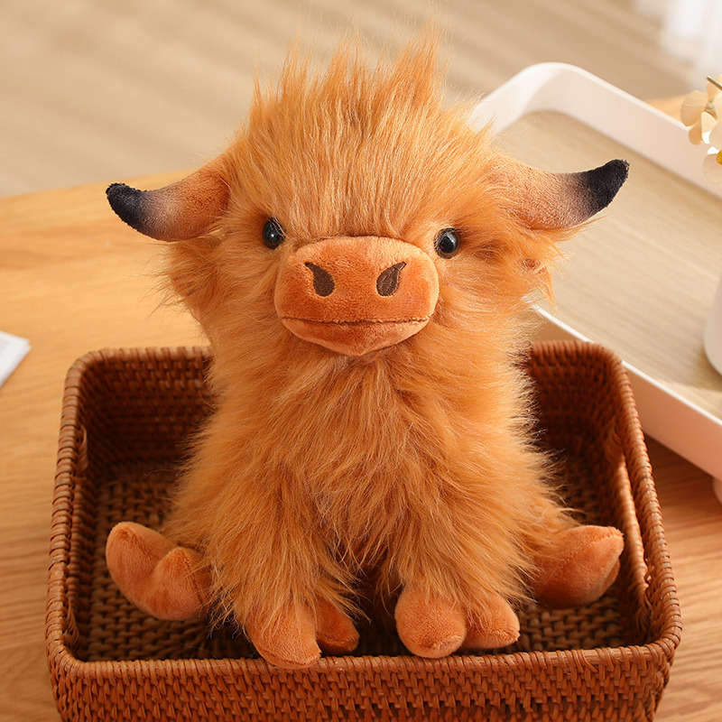 27cm brown high land cow plush toy creative design, soft and comfortable gift for children 15