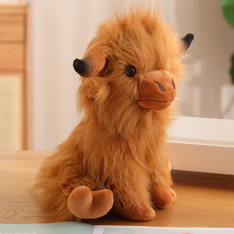 27cm brown high land cow plush toy creative design, soft and comfortable gift for children 13