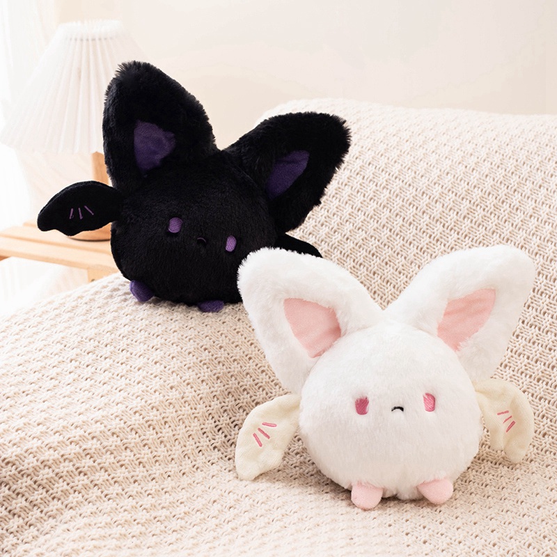 20cm bat plush toy creative design black and white round rolling little bat soft and comfortable 12