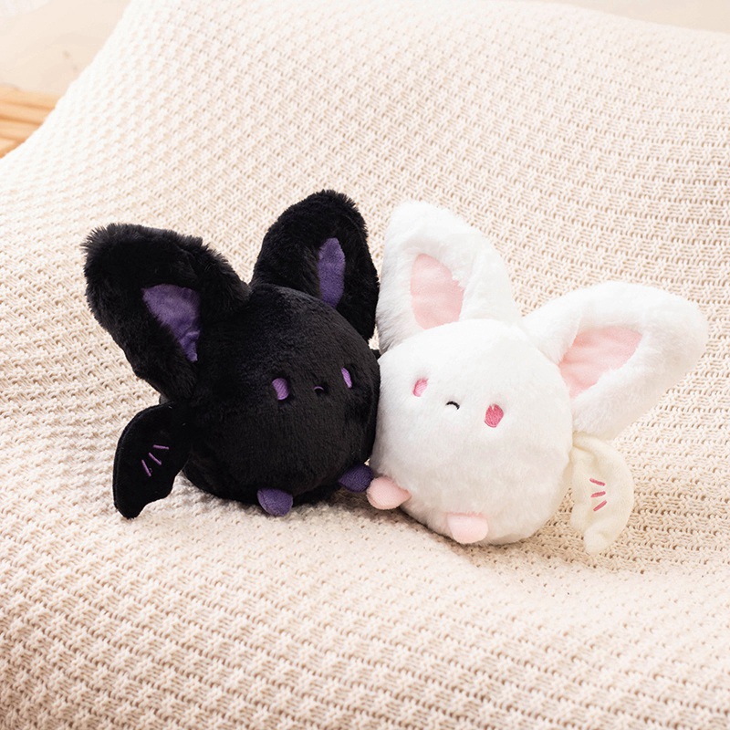 20cm bat plush toy creative design black and white round rolling little bat soft and comfortable 13