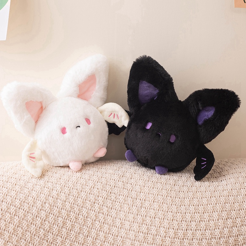 20cm bat plush toy creative design black and white round rolling little bat soft and comfortable 11