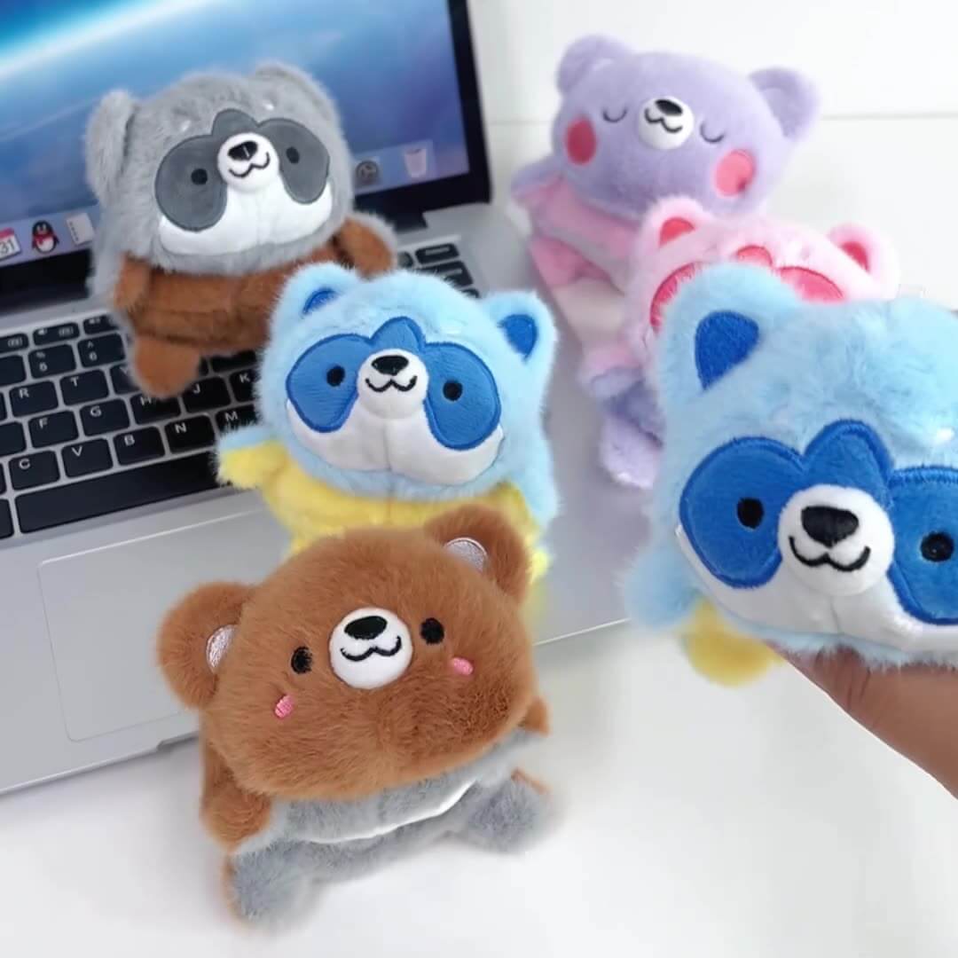 Hot Selling 9CM Reversible Mini Raccoon Plushie Forest Stuffed Animals Soft Mascot Pendant Raccoon Plush Keychain 11