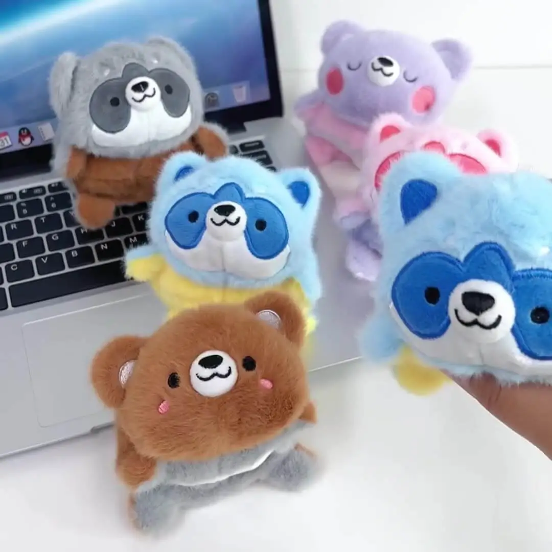 Hot Selling 9CM Reversible Mini Raccoon Plushie Forest Stuffed Animals Soft Mascot Pendant Raccoon Plush Keychain 1