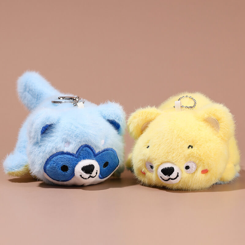 Hot Selling 9CM Reversible Mini Raccoon Plushie Forest Stuffed Animals Soft Mascot Pendant Raccoon Plush Keychain 15