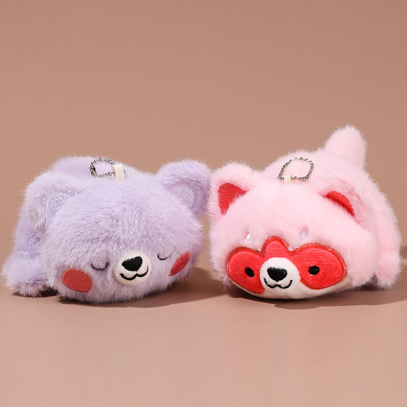 Hot Selling 9CM Reversible Mini Raccoon Plushie Forest Stuffed Animals Soft Mascot Pendant Raccoon Plush Keychain 14