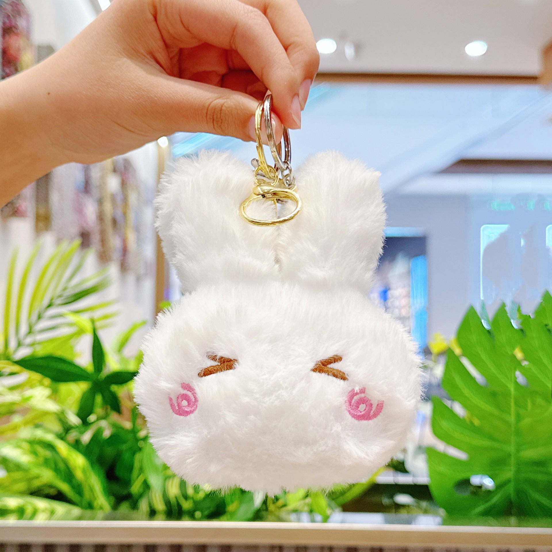 Wholesale Embroidered Rabbit Plush Toy Keychain Bunny Head Pendant Bag Hot-selling Factory Price Promotional Plush 14