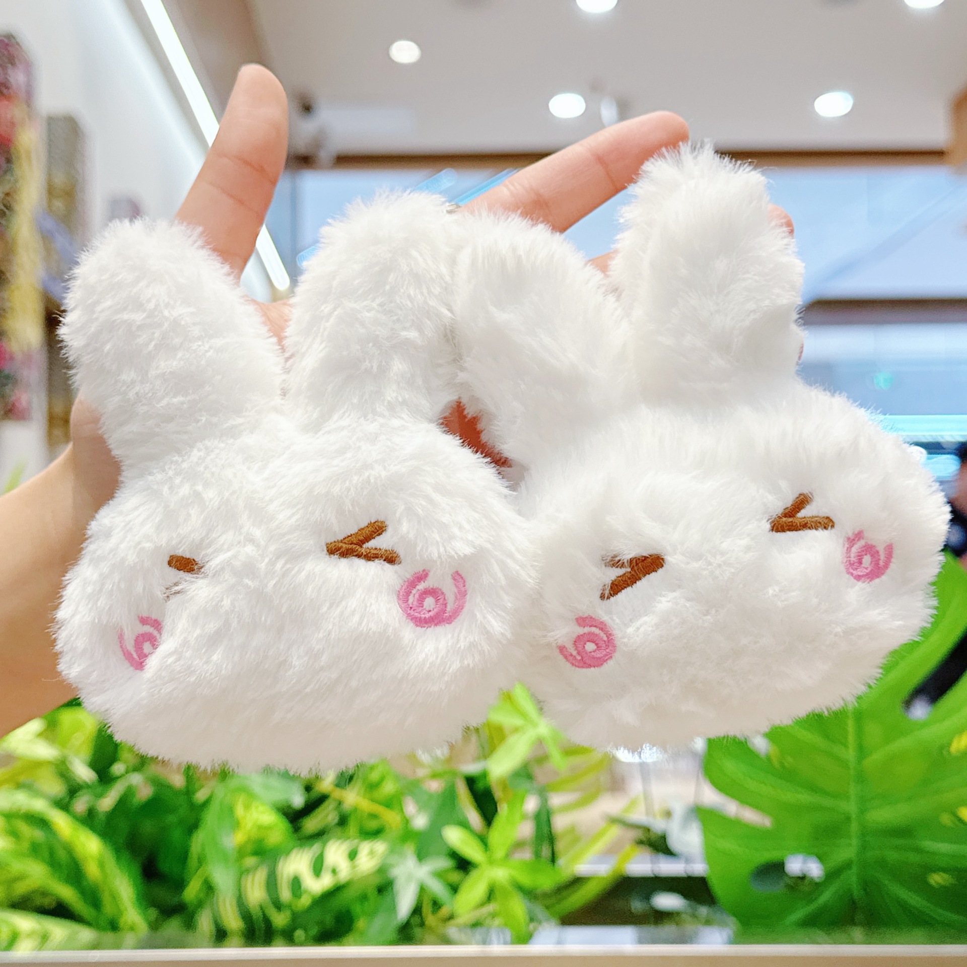 Wholesale Embroidered Rabbit Plush Toy Keychain Bunny Head Pendant Bag Hot-selling Factory Price Promotional Plush 10