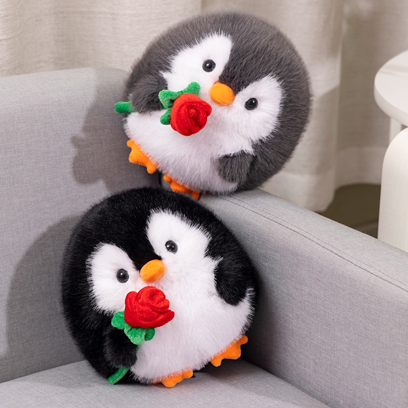 Penguin Plush Toy with Rose, Creative Design, Soft and Comfortable Valentine's Day Gift 14
