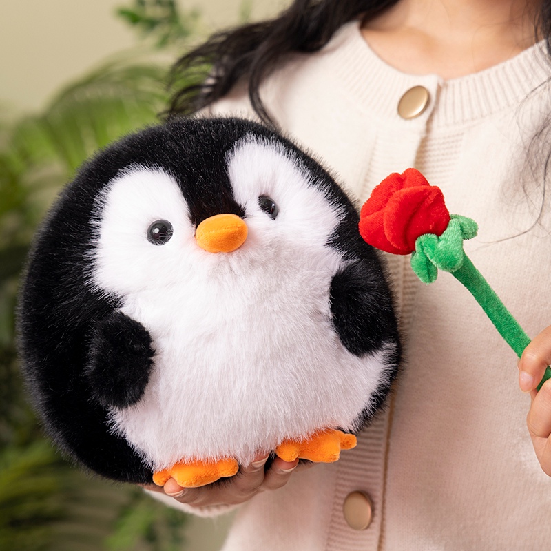 Penguin Plush Toy with Rose, Creative Design, Soft and Comfortable Valentine's Day Gift 12