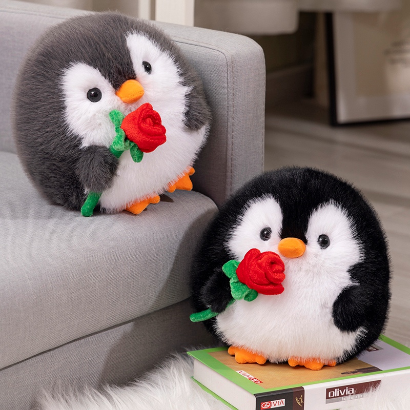 Penguin Plush Toy with Rose, Creative Design, Soft and Comfortable Valentine's Day Gift 13