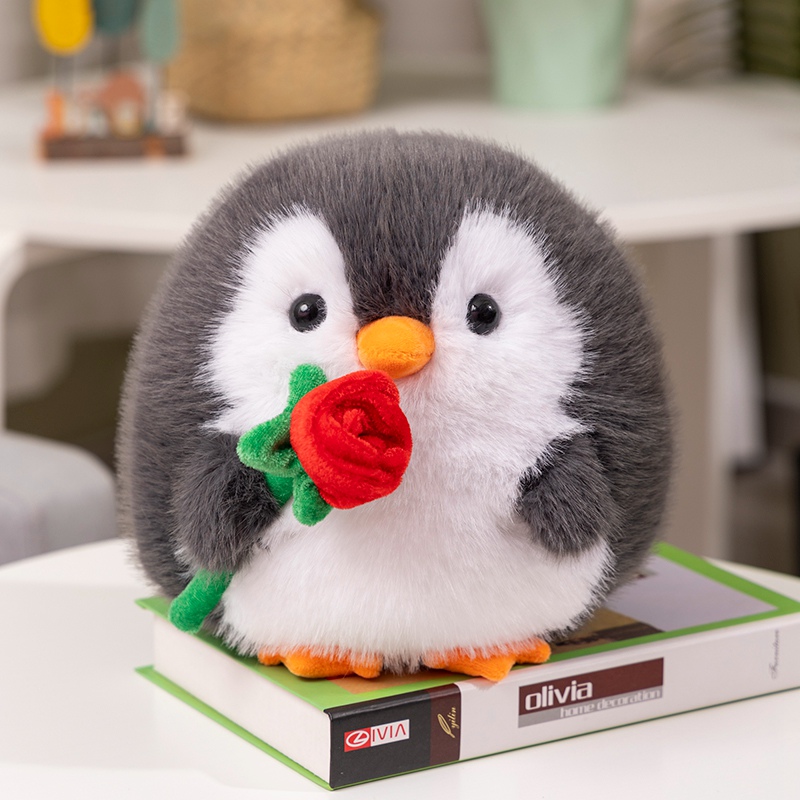Penguin Plush Toy with Rose, Creative Design, Soft and Comfortable Valentine's Day Gift 15