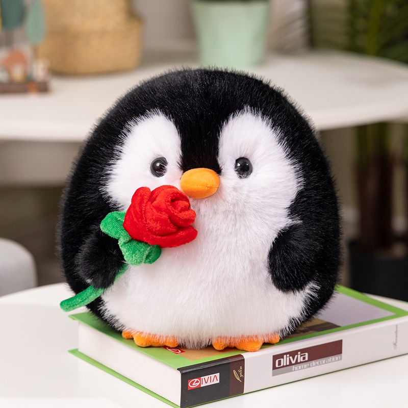 Penguin Plush Toy with Rose, Creative Design, Soft and Comfortable Valentine's Day Gift 16