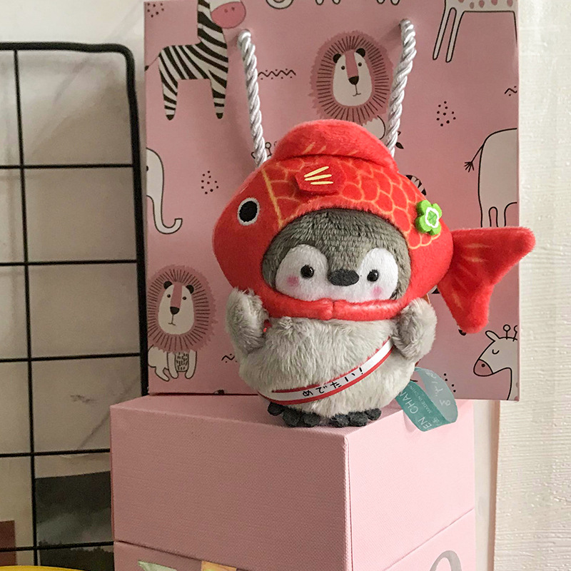 Manufacturers Wholesale Kawaii 8cm/10cm Japanese Koi Penguin Plush Toy Keychain  Mini Toys Stuffed Animals Pendant 16