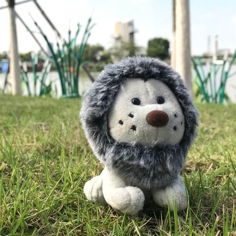 Wholesale 10cm Pink Gray Brown Lion Plush Toy Fluffy Plush Animal Backpack Bag Charm Pendant Anime Bag Decoration 11