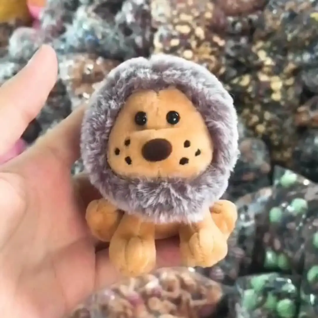 Wholesale 10cm Pink Gray Brown Lion Plush Toy Fluffy Plush Animal Backpack Bag Charm Pendant Anime Bag Decoration 1