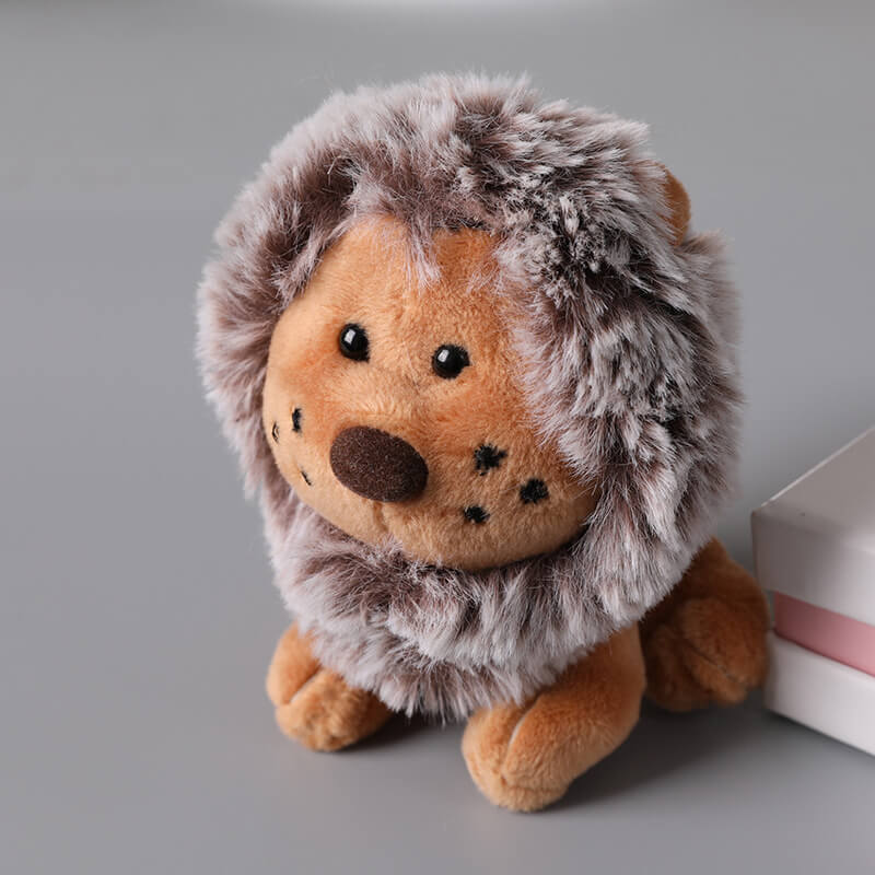 Wholesale 10cm Pink Gray Brown Lion Plush Toy Fluffy Plush Animal Backpack Bag Charm Pendant Anime Bag Decoration 13