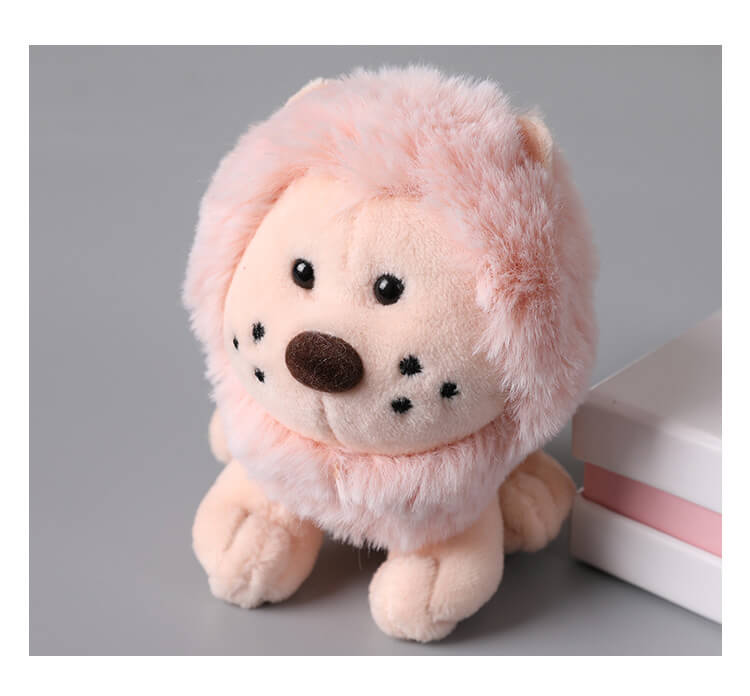 Wholesale 10cm Pink Gray Brown Lion Plush Toy Fluffy Plush Animal Backpack Bag Charm Pendant Anime Bag Decoration 15