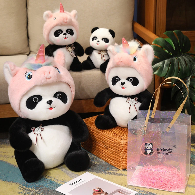 Peluche de panda, unicornio, panda, diseño creativo, bonito regalo para niños. 1