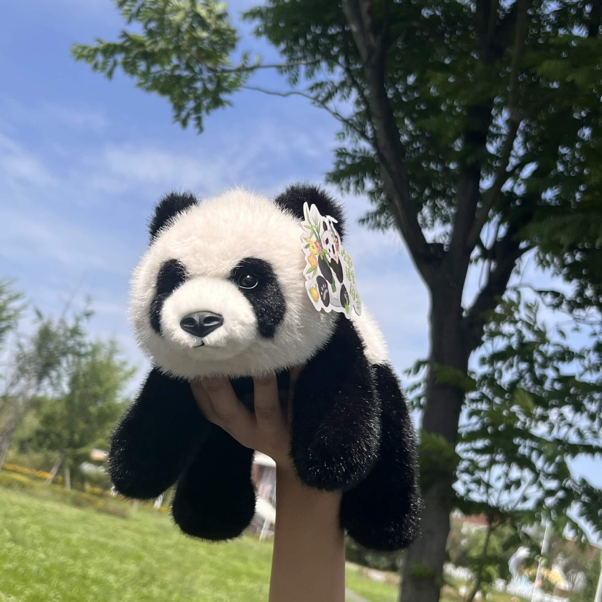 Hot Selling Cartoon Panda Plush Toys Black White Panda Stuffed Animals Soft  Character Design Embroidered Logo Gift 12