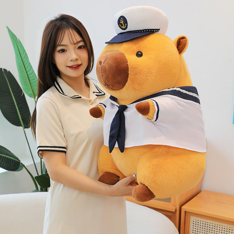 Wholesale Of New Multiple Sizes Funny Navy Capybara Stuffed Toy Plush Toy Throw Pillow Home Decor Desk Decoration 14