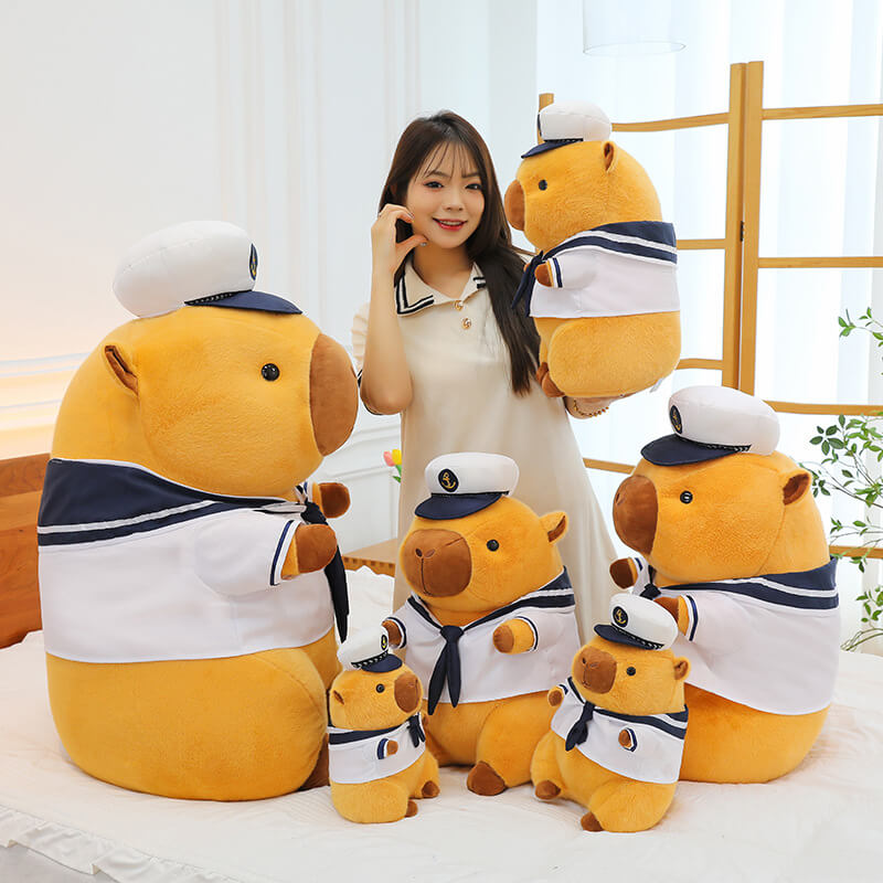 Wholesale Of New Multiple Sizes Funny Navy Capybara Stuffed Toy Plush Toy Throw Pillow Home Decor Desk Decoration 13