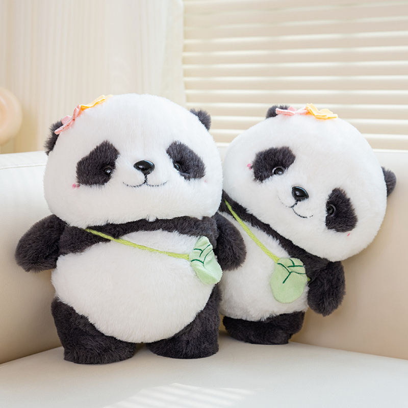 25cm Flower Panda Plush Doll Creative Design Bamboo Bag Cute and Warm Gift Accompanying and Soothing 12