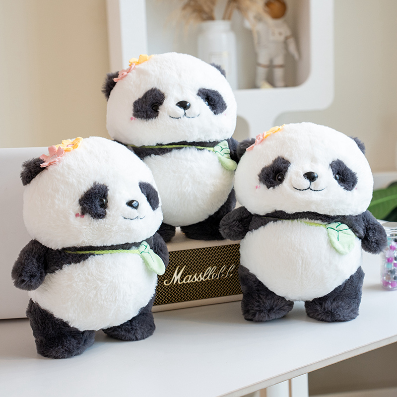 25cm Flower Panda Plush Doll Creative Design Bamboo Bag Cute and Warm Gift Accompanying and Soothing 15