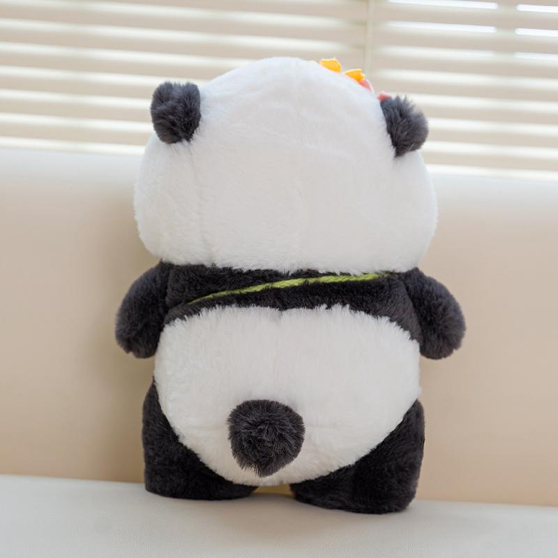25cm Flower Panda Plush Doll Creative Design Bamboo Bag Cute and Warm Gift Accompanying and Soothing 14