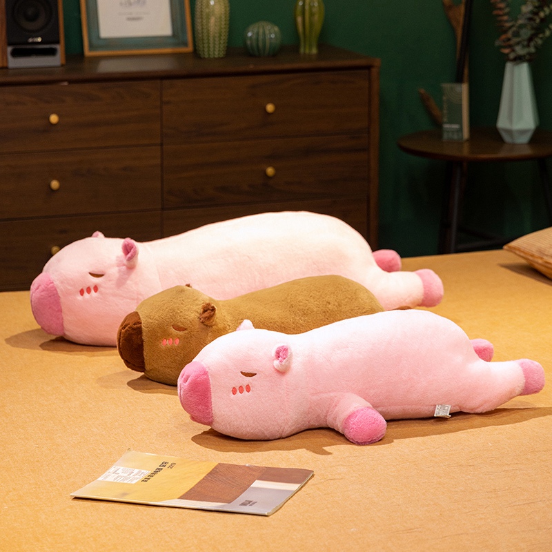Peluche de Cappybara, almohada larga para dormir, suave, cómoda y cálida, ideal para decorar el hogar. 12
