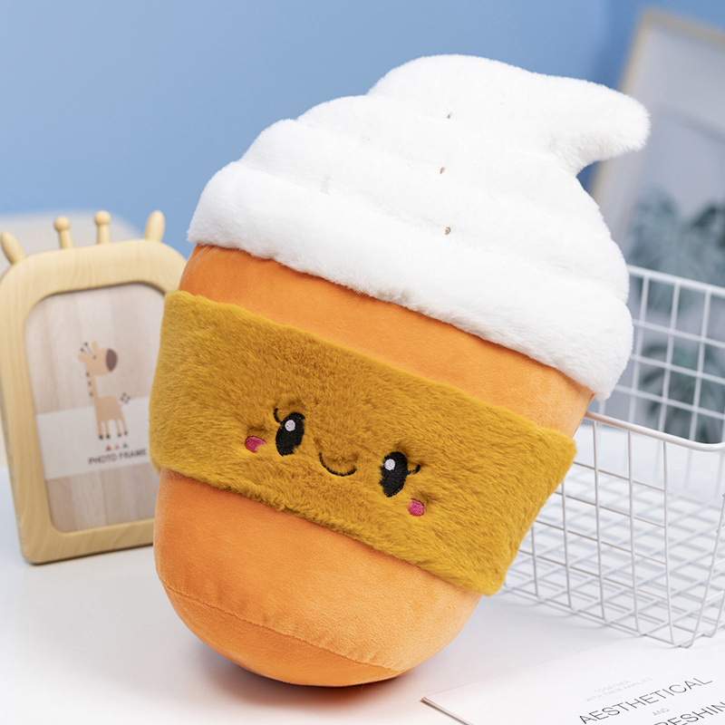 Hot Sale Simulation Snack Drink Boba Plush Stuffed Toy Soft Ice Cream Milk Tea Plushie Pillow Creative Valentine's Day 13