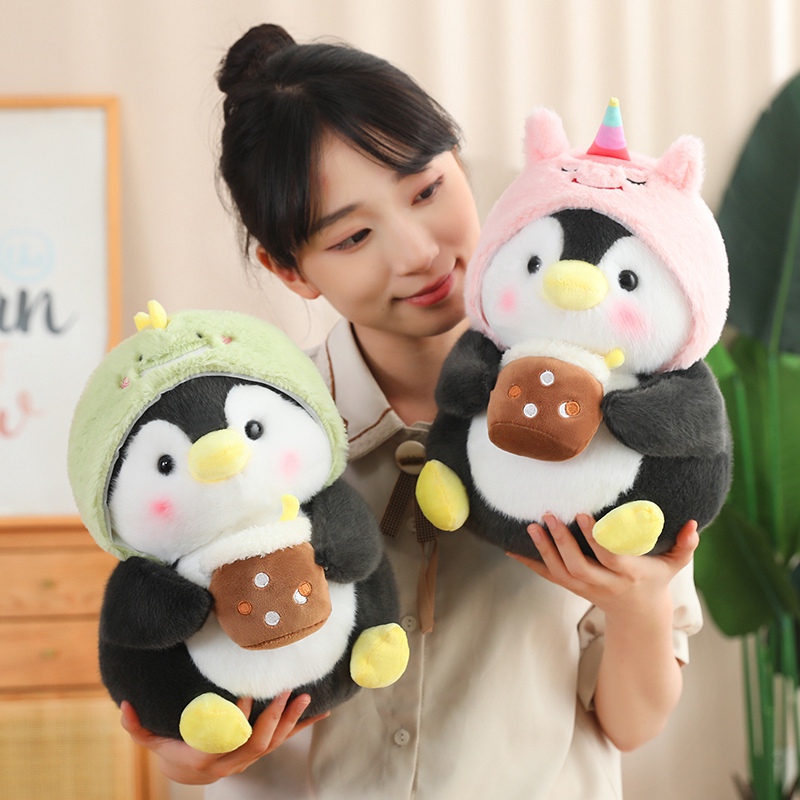 boba plush The penguin plush toy with milk tea is creatively designed to be cute, playful, soft, comfortable, soothing 13