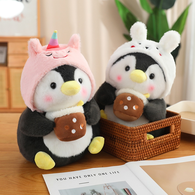 boba plush The penguin plush toy with milk tea is creatively designed to be cute, playful, soft, comfortable, soothing 11