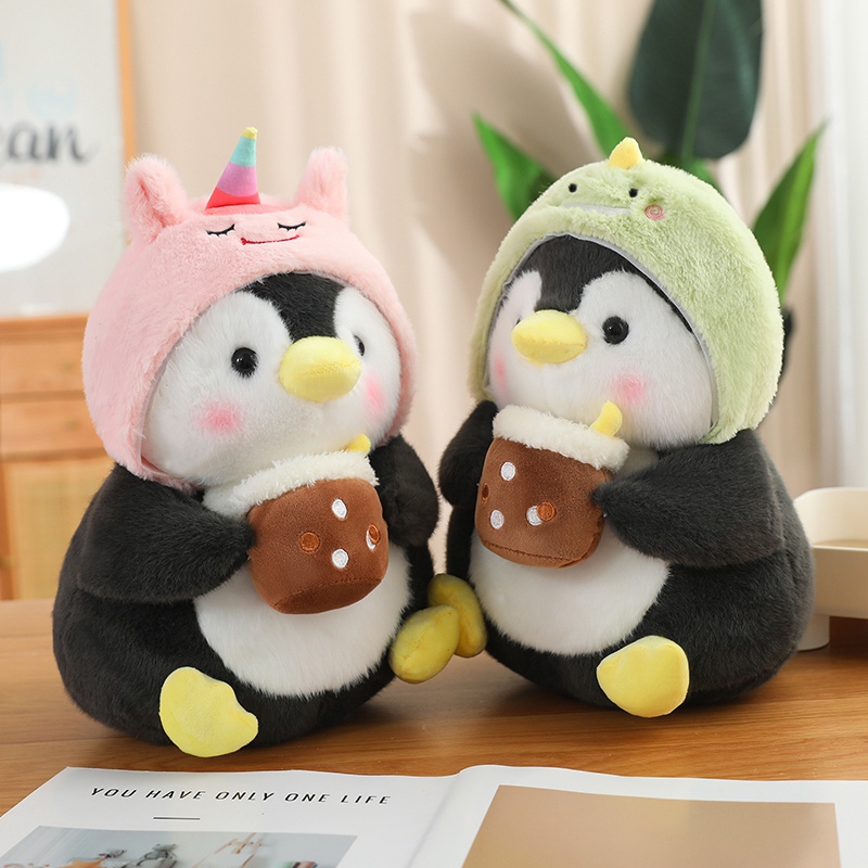 boba plush The penguin plush toy with milk tea is creatively designed to be cute, playful, soft, comfortable, soothing 12