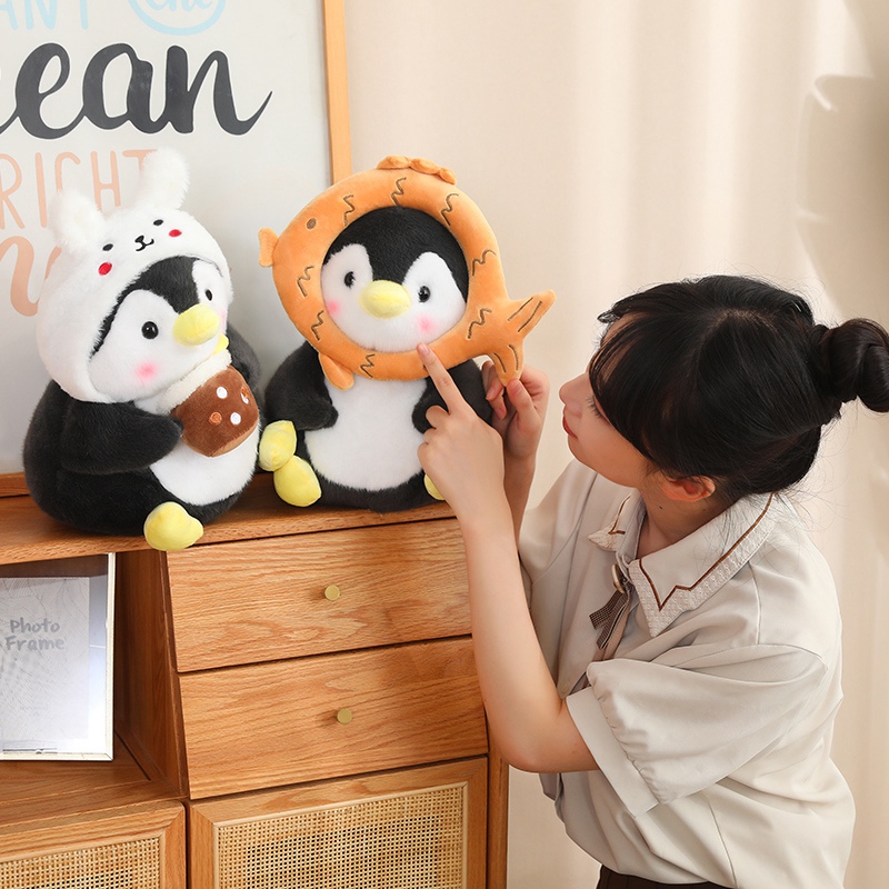 boba plush The penguin plush toy with milk tea is creatively designed to be cute, playful, soft, comfortable, soothing 15