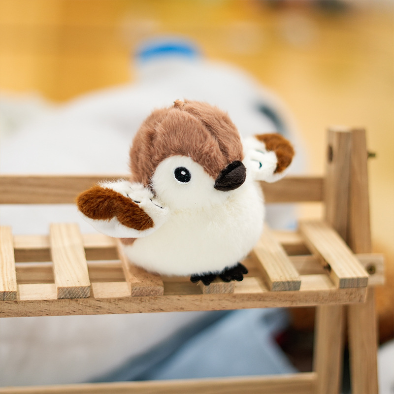 Llavero de peluche de pájaro pinzón de 12 cm al por mayor, mini peluches suaves, muñeco de gorrión para decoración del hogar. 12