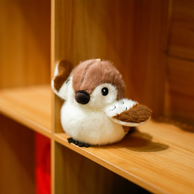 Llavero de peluche de pájaro pinzón de 12 cm al por mayor, mini peluches suaves, muñeco de gorrión para decoración del hogar. 13