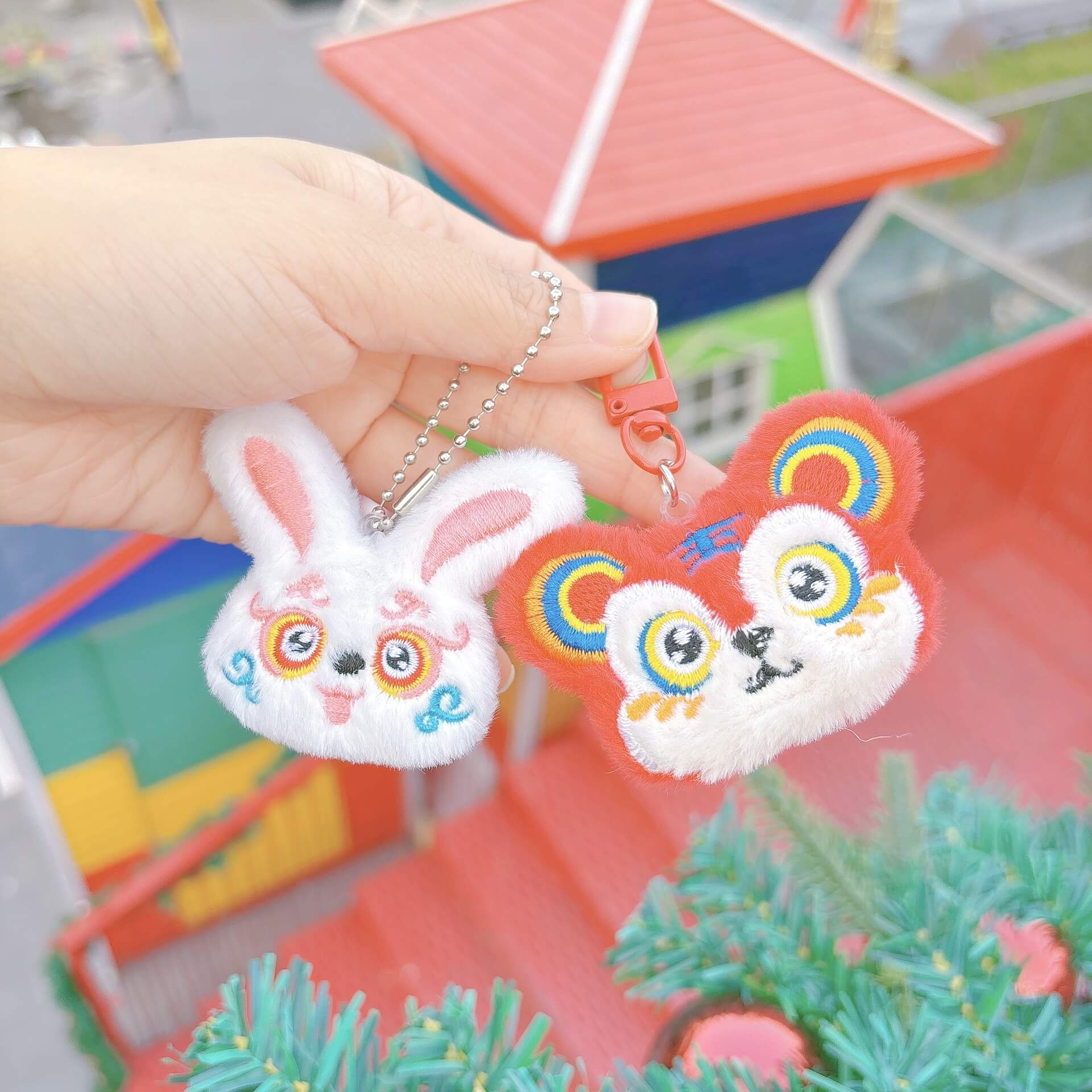 Wholesale DIY Red Tiger Plush Toy White Rabbit Animal Head Mini Plush Stuffed Toy Brooch Accessories 10