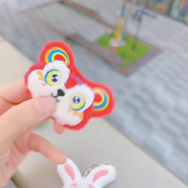 Wholesale DIY Red Tiger Plush Toy White Rabbit Animal Head Mini Plush Stuffed Toy Brooch Accessories 13