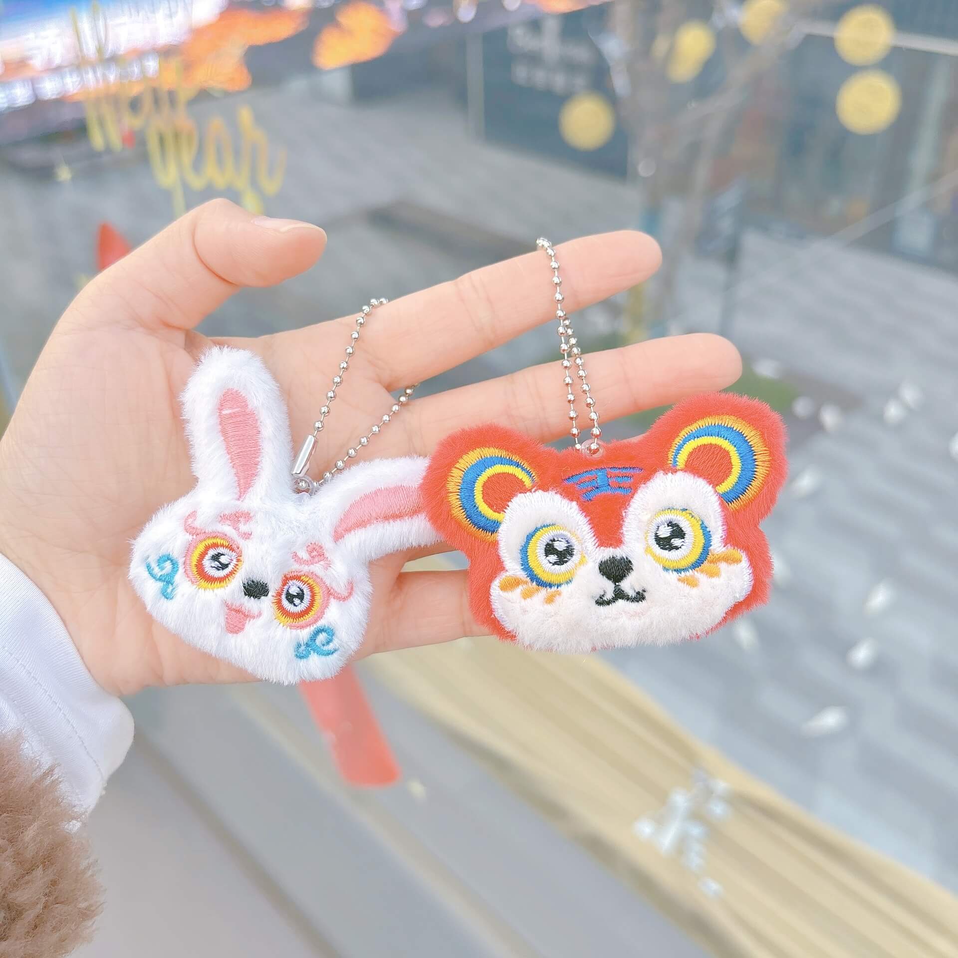 Wholesale DIY Red Tiger Plush Toy White Rabbit Animal Head Mini Plush Stuffed Toy Brooch Accessories 11